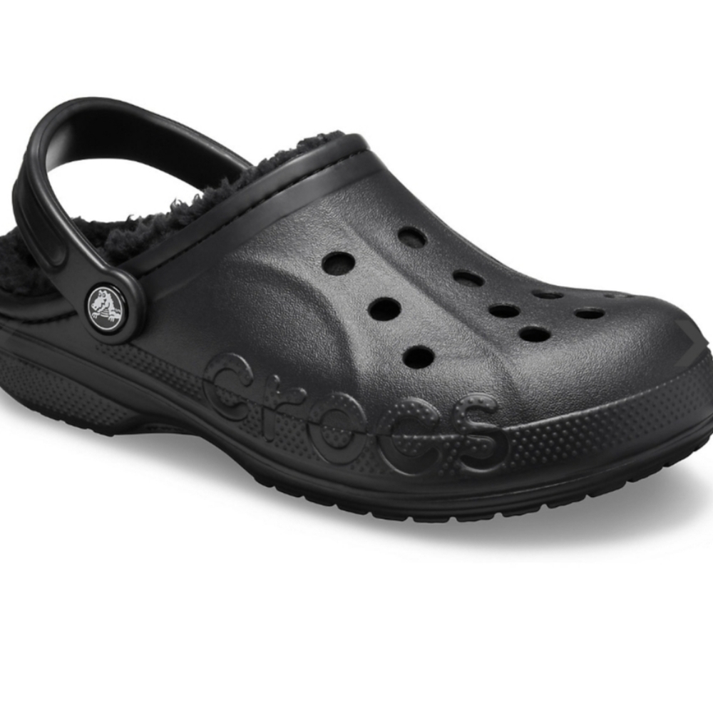 New Baya Lined Crocs Black Ladies Size 9